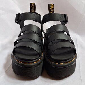 Dr. Martens Black Leather Platform Sandals, Women's Size 6